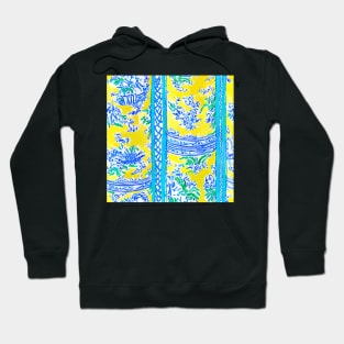 Turquoise and yellow chinoiserie Hoodie